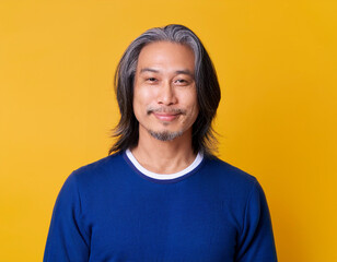 Wall Mural - Studio Portrait of Handsome Mature Man Happily Smiling