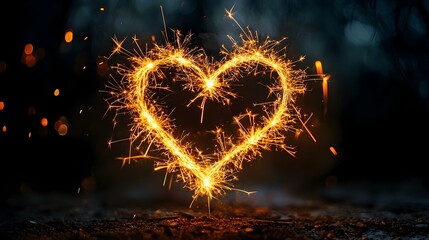 Glowing Heart Sparklers Representing the Fiery Passion of Love