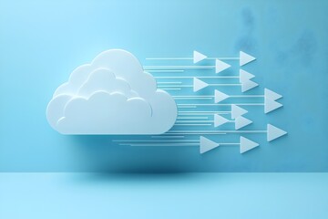 Wall Mural - cloud computing concept with data arrows representing exchange of information