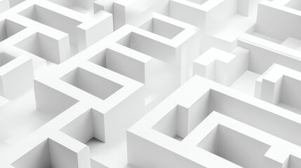 A white maze with a complex pattern of twists and turns.