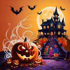 Halloween scary background poster design