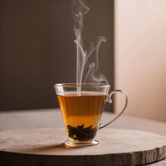 Indian Masala chai tea. Traditional Indian hot drink with milk and spices on white background close up.