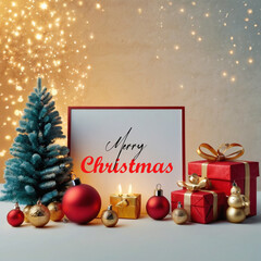 Merry christmas realistic banner design