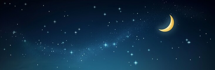 Canvas Print - a large yellow moon is in the sky with many stars. the moon is surrounded by a lot of stars