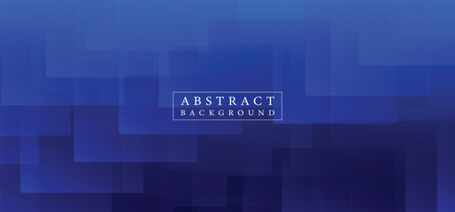 Blue modern abstract wide banner with geometric shapes. Dark blue abstract background. Vector illustration