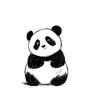 © Robert Kneschke - Minimalistic stick figure drawing of a cute panda in black ink on white background. Simple and charming illustration of a giant panda expressing innocence and playfulness.