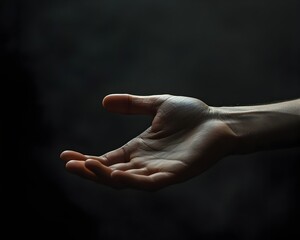 Outstretched Hand Reaching from Darkness Symbolic and Hope Concept