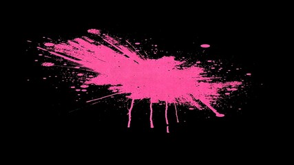 Canvas Print - Pink paint splattered on a black background.