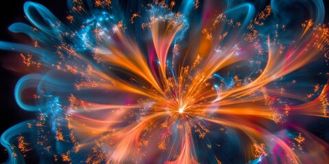 Poster - A vibrant, colorful explosion of light and energy captured in this dynamic abstract image. It reflects beauty and creativity, perfect for digital art or backgrounds. AI