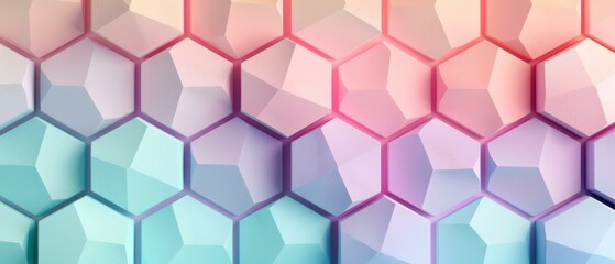 Poster - Geometric shapes in a gradient pattern. AI.