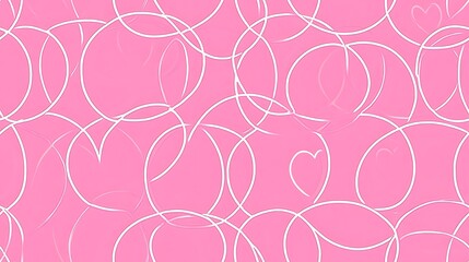 Canvas Print - Vector pattern of interlocking rings with tiny hearts, pastel pink background, minimalist flat design, clean lines, modern approach, seamless repetition, hd quality, stylish and simple.