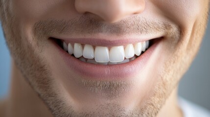 Wall Mural - Closeup smiling man with perfect white teeth image.
