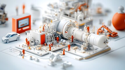 Leinwandbilder - Comprehensive View of a Thriving Printing Company s Cross Section   Showcasing Design Studios Printing Machinery and Streamlined Delivery Stations for a Comprehensive Commercial Production Workflow