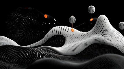 Poster - Distorted waves representing the disrupted and manipulated media landscape in the digital age where information flow and communication are increasingly fractured by misinformation glitches
