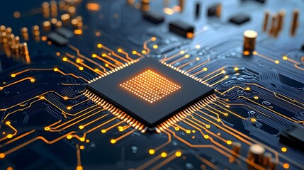 Leinwandbilder - Dynamic and futuristic abstract design with glowing mesh lines forming a vibrant pulsing circuit board pattern  Technological digital and industrial concept