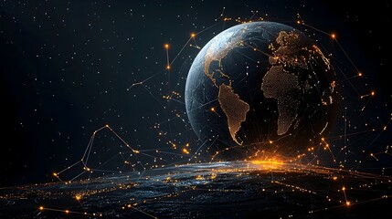 Poster - Ethereal glowing mesh constellations dynamically connecting and forming captivating mythical figures against a dark night sky creating a visionary and transcendent digital art composition