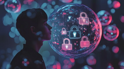 Fototapete - Contemplating the future of cybersecurity a deep dive into digital safety and protection in a connected world
