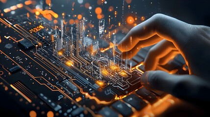 Poster - Futuristic glowing mesh keyboard with each key dynamically lighting up against a modern minimalist background  Innovative digital design concept for technology science or cyber themed media
