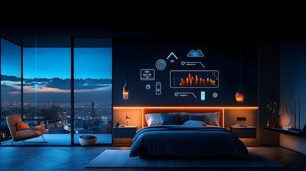 Poster - Glowing mesh of interconnected smart home devices lighting up each room with intelligent automation and seamless for a modern efficient and convenient living experience