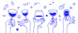 © venimo - Vector simple minimal linear style illustration with cartoon hands holding wine glasses, celebration and party vibe, invitation design element, banner, template © venimo - Vector simple minimal linear style illustration with cartoon hands holding wine glasses, celebration and party vibe, invitation design element, banner, template