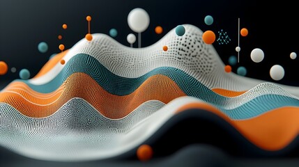 Poster - Mesh Patterns Visualizing Rising Temperature Graphs to Represent the Concept of Climate Change and Global Warming  Abstract Digital with Geometric Shapes and Textures