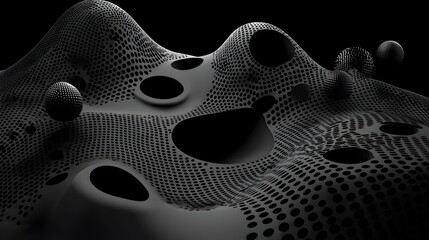 Poster - mesh wave patterns that visually depict the concept of sound resonance  The abstract and geometric design creates a mesmerizing digital aesthetic