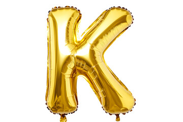 Wall Mural - Foil golden balloon letter K isolated on white background