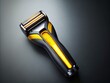 © Wanlop - Futuristic Electric Razor with Yellow Light on Grey Background, Modern Grooming Device for Men, Sleek Design, Innovative Shaving Technology, High-Tech Beauty Tool