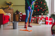 © deagreez - Photo of woman cleaning home house wash floor with mop indoors new year xmas holidays