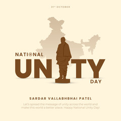 National Unity Day Post and Greeting Card. Statue of Unity of Sardar Vallabhbhai Patel Jayanti Vector Illustration