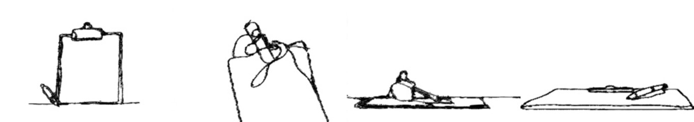 Leinwandbilder - Isolated modern object - clipboard with pen - in one line