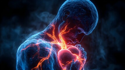 Poster - Glowing Neurological System With Electric Signals And Neural Connections In Dynamic 3D Digital Abstract Futuristic Brain And Nervous System Concept.