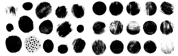 Poster - Graphite design element for web, corporate identity, cards, prints, etc. Hand Drawn grunge black circle. Modern illustration. Isolated on white.