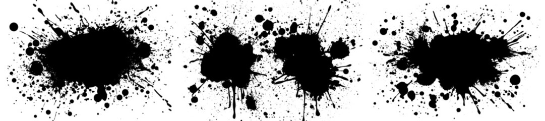 Aufkleber - Isolated black paint splatter on white background. Water splash silhouette modern texture overlay.