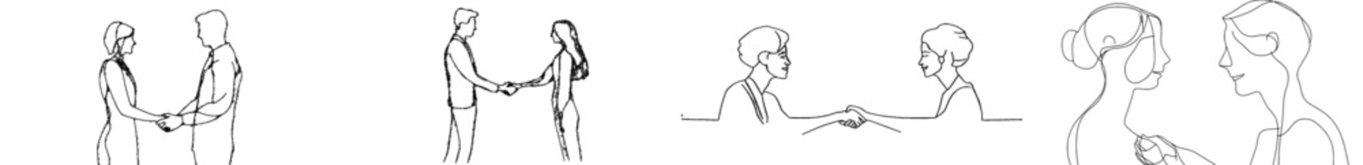 Aufkleber - Handshake of two businessmen. Continuous one line illustration