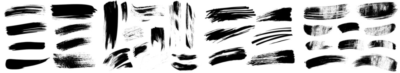 Poster - A modern brush stroke set of yellow circles isolated on a white background. This brush stroke set is great for a grunge backdrop, dirt banner, watercolor design, and a dirty texture.