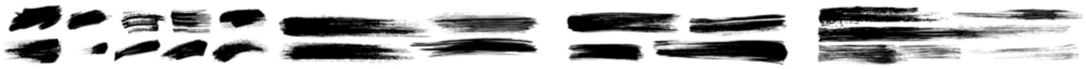 Aufkleber - A set of artistic pen brushes, an ink brush drawing, and a set of black strokes. A set of doodle underlines, with hand drawn grunge strokes. A set of borders with scribble markers and sketch lines.