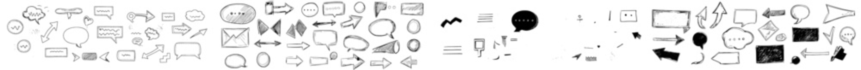 Leinwandbilder - Decorative collection of handdrawn squares circles arrows