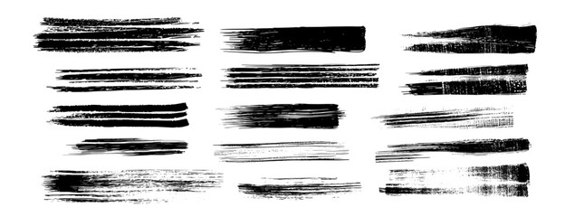Aufkleber - The set includes modern text separator flats. Noodle lines. Grunge hand drawn geometric painting. Isolated dotted or wavy underlines. A collection of scrapbooking decorative templates.