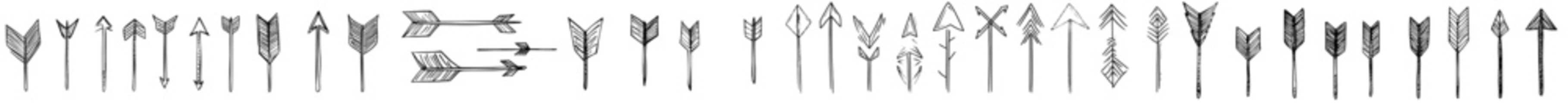 Fototapete - Hand-drawn arrows set on a white background