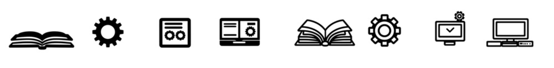 Aufkleber - Technical documentation illustration sign collection. Manual symbol set.