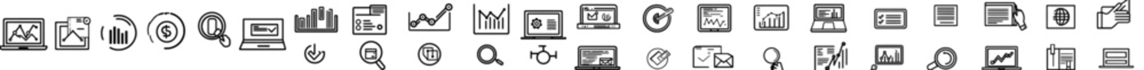 Fototapete - Icon set for business analytics. Data analysis illustration collection sign collection. Data science symbol set. Profit graph icon set.