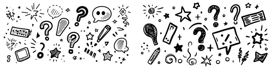 Poster - Emoji set of anime doodles. Linear icons for emotions. Modern illustration in a linear style.