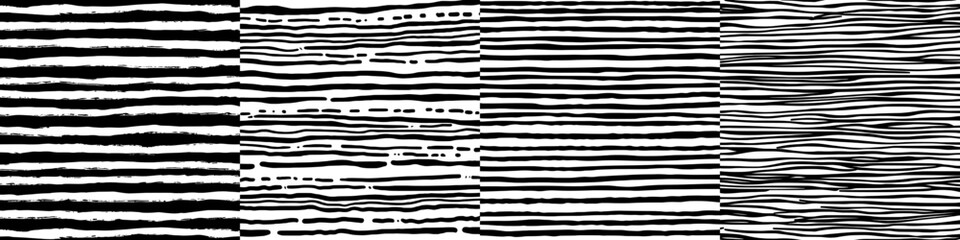 Aufkleber - Black and white stripes texture. Seamless waves pattern. Hand drawn lines abstract background. Monochromatic modern illustration.