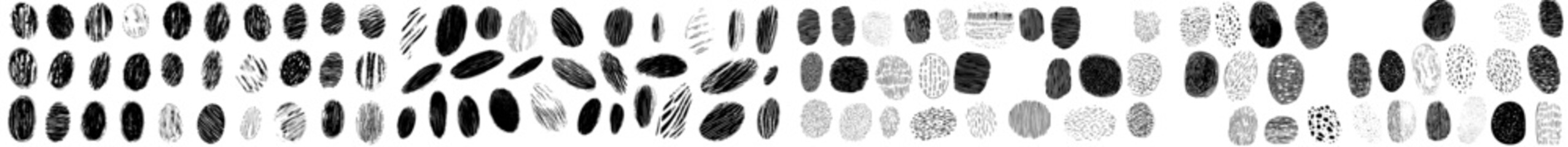 Aufkleber - This set contains a variety of hand-drawn elements in black and white. Hand-drawn underlines and strikethroughs are included, as are scribbles, circles, ovals, and crosses.