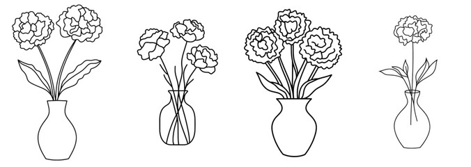 Graphite sketch of peonies in a vase. Art for prints, wall art, banners, backgrounds.
