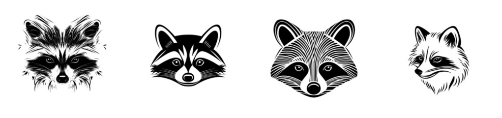 Poster - Raccoon sketch drawn by hand. Modern monochrome illustration.
