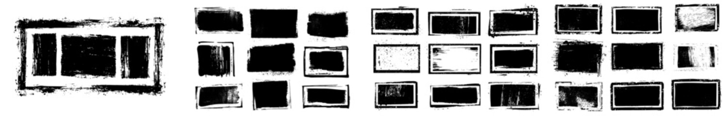 Aufkleber - Modern hand drawn sketch frame. Simple doodle rectangle pencil frame border shape for text quote template. Pencil brush stroke style 3 21.
