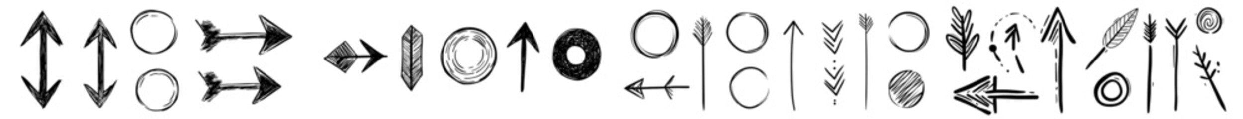 Leinwandbilder - Decorative hand drawn circles for highlighting text. Ellipses, ovals, rounds, bubbles. Modern pen, pencil or marker shapes.