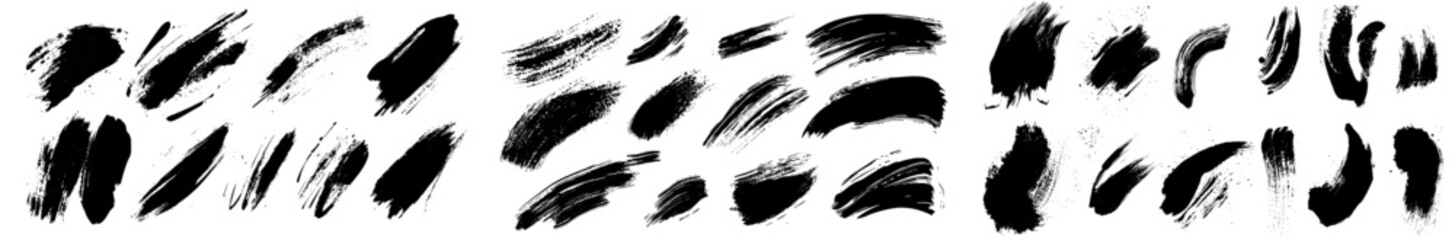 Aufkleber - Modern paintbrush sets. Grunge design elements. Splatters of ink. Grungy paintings.